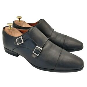 Wolf & Shepherd Double Monk Strap Dark Gray Shoes Mens 11 Leather Cap Toe Buckle